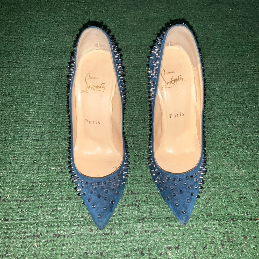 Blue Louboutin heels